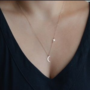 Silver Star necklace with crescent Moon pendant